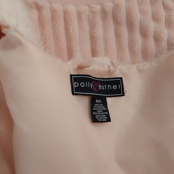 MIX & MATCH Blush Pink Fluffy Ribbed Top & Faux Fur Vest. Size M/L - Picture 3 of 7